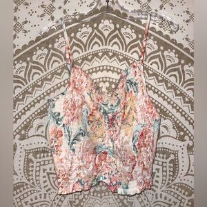 NWT "O'NEILL" LADIES ADJUSTABLE FLORAL SMOCKED TANK TOP, SIZE MEDIUM